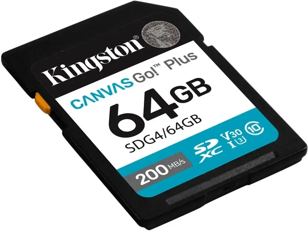 Карта памяти Kingston Canvas Go! Plus 64 ГБ SDXC UHS-I U3 200 МБ/с, Class 10 (SDG4/64GB). Фото 2