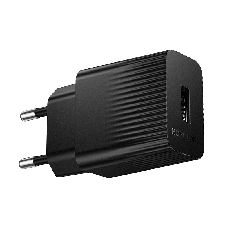 Сетевое зарядное устройство Borofone BAS71A 1xUSB 2.1A (10.5Вт), Чёрное. Фото 2