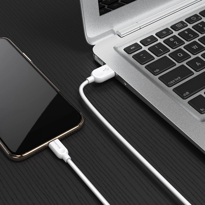 Кабель Borofone BX14 LinkJet USB to Lightning 2m, White. Фото 5