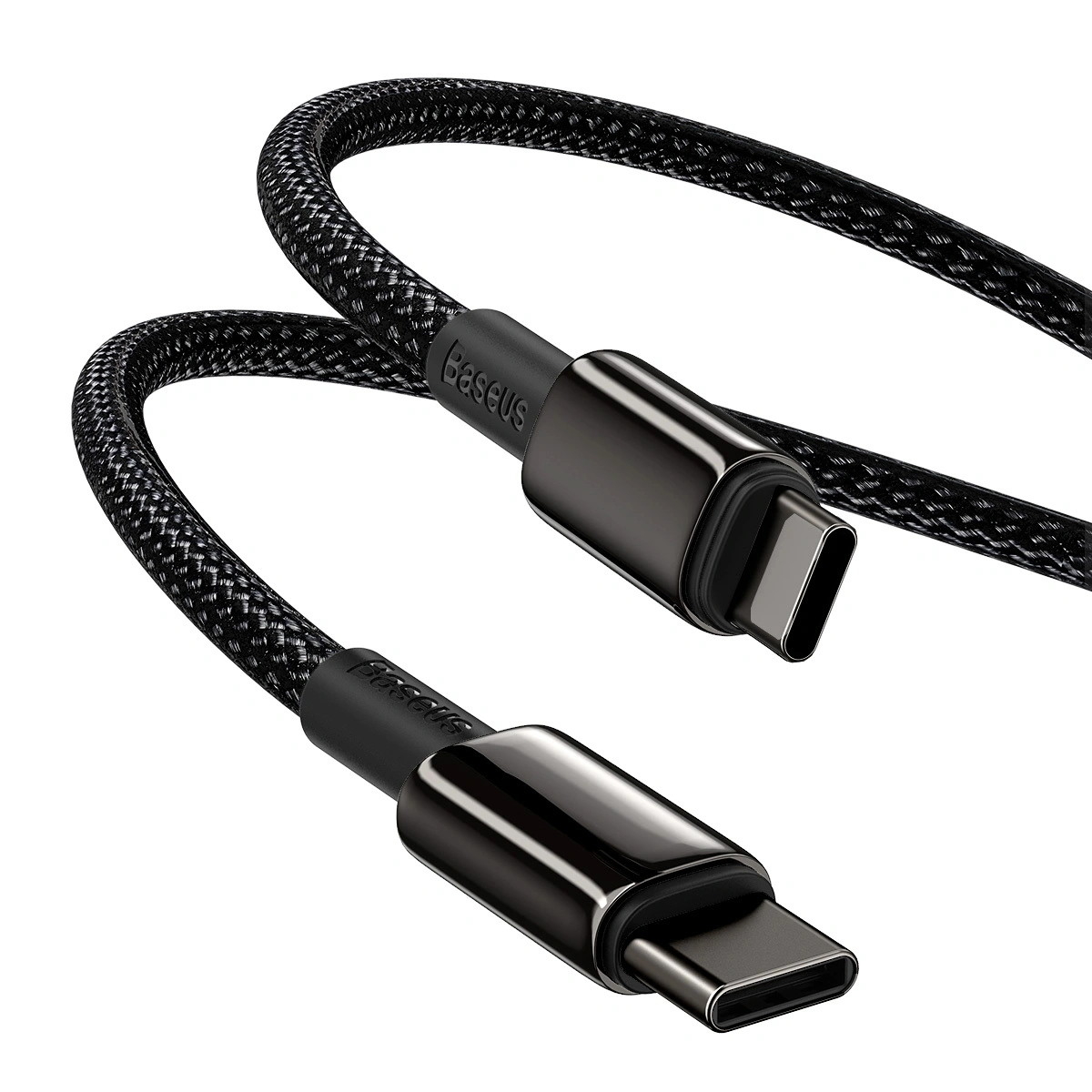 Кабель Baseus Tungsten Gold Fast Charging Data Cable Type-C to Type-C 100W 1m, Чёрный  (CATWJ-01). Фото 3