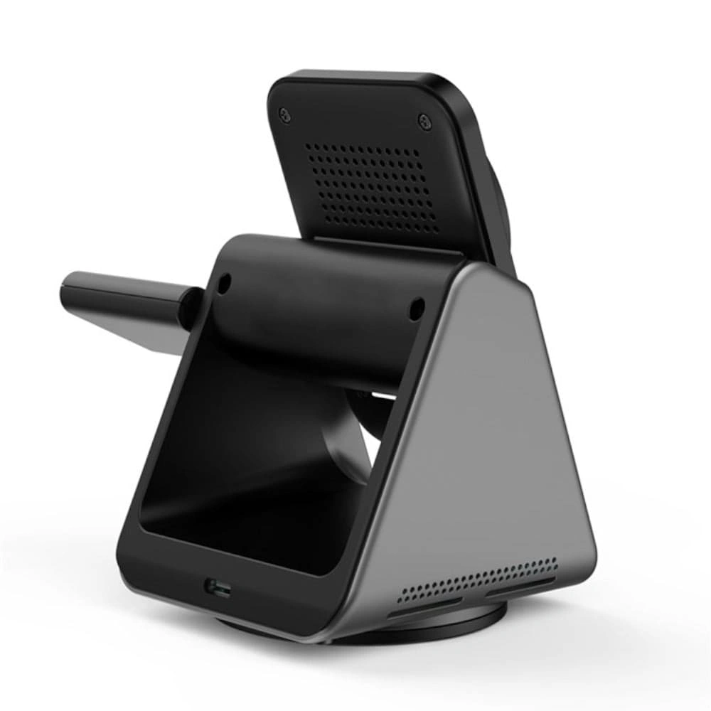 Беспроводная зарядная станция Wiwu Power Air 3in1 Wireless Charger Wi-W018 15W, Чёрная. Фото 3