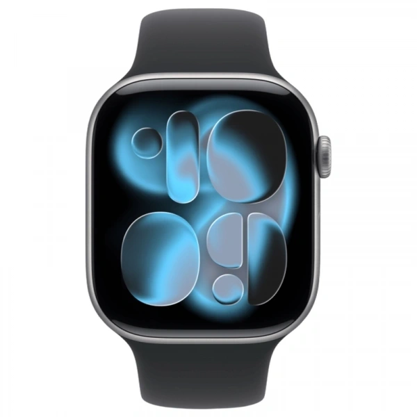 Apple Watch Series 11, 42 мм, алюминий цвета «Space Gray», спортивный ремешок "Black", S/M (MEQW4). Фото 2