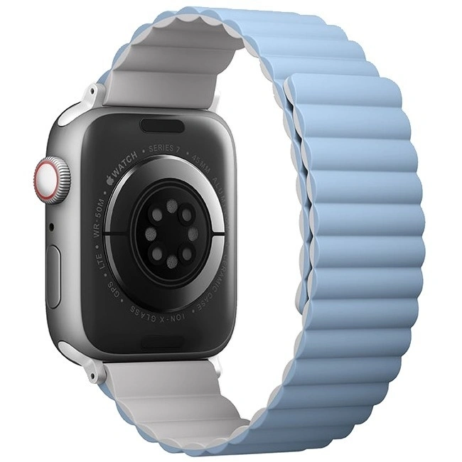Ремешок Uniq Revix Reversible Magnetic Silicone Strap для Apple Watch 38/40/41/42мм, Белый, голубой (41MM-REVWHTBLU). Фото 2