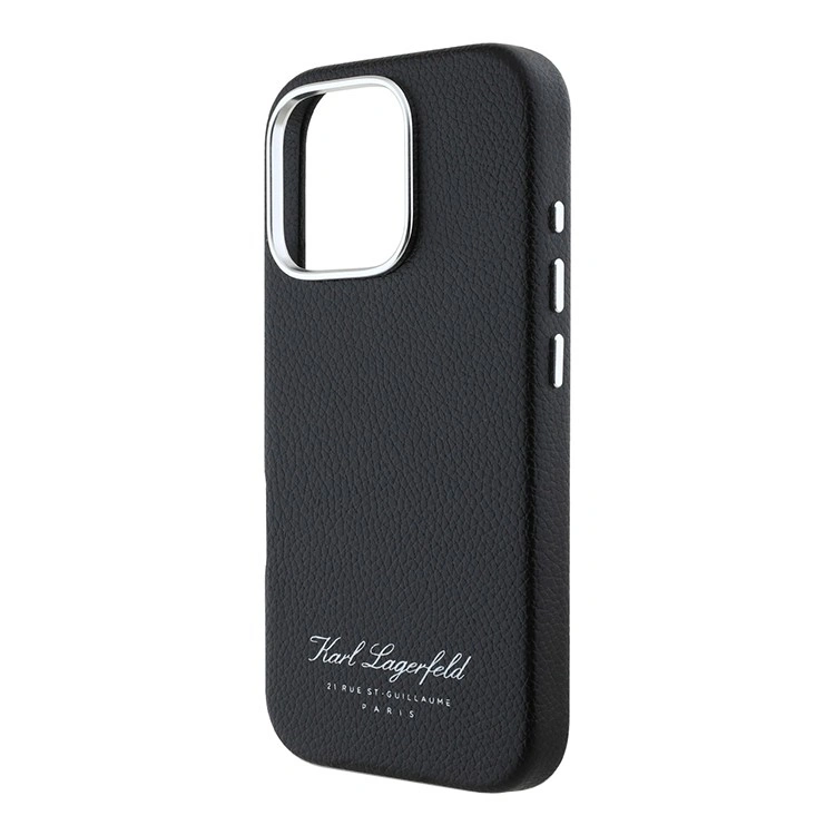 Накладка Lagerfeld для iPhone 16 Pro Max PU Full Wrapped Grained leather & Metal Camera Hard, Black (KLHCP16XPGWCMKHK). Фото 4