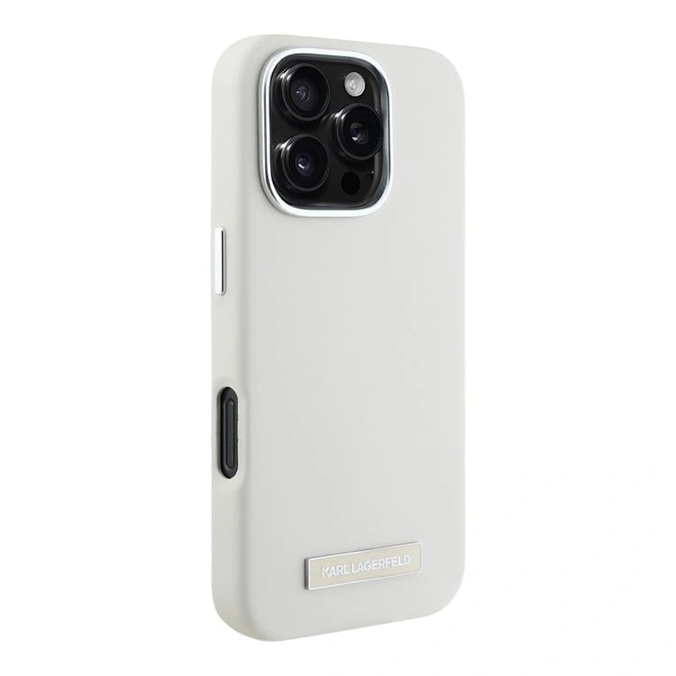Накладка Lagerfeld для iPhone 16 Pro Full Wrapped Grained leather & Metal Camera Hard (MagSafe), Beige (KLHMP16LPGMSRPE). Фото 2