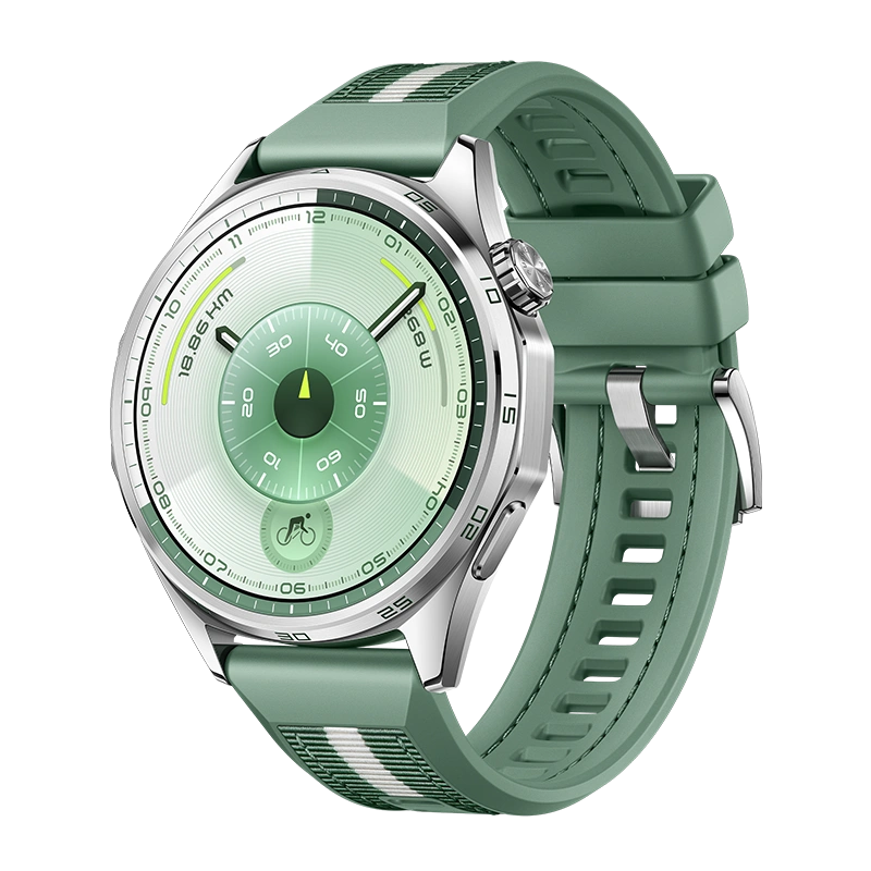 Умные часы Huawei Watch GT 6 46мм, Зелёный, Ремешок зелёный плетеный (ATM-B19). Фото 1