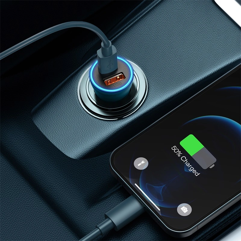 Автомобильное зарядное устройство Baseus Golden Contactor Max Dual Fast Charger U+C 60W, Blue (CGJM000103). Фото 7
