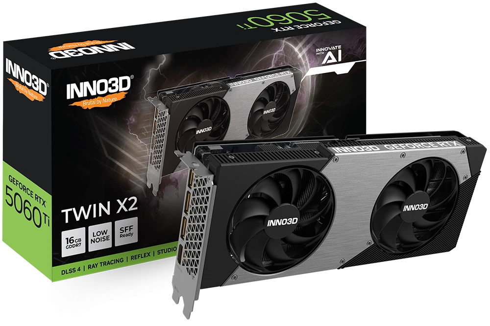 Видеокарта Inno3D GeForce RTX 5060 Ti TWIN X2 ОС 16Гб GDDR7 128 bit PCIe 5.0. Фото 7