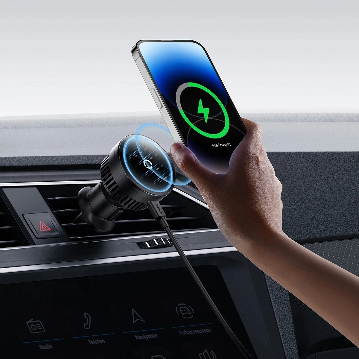 Держатель Baseus MagPro Series Magnetic Wireless Charging Car Mount Air Vent Version 15W, Black (C40164100121-00). Фото 4