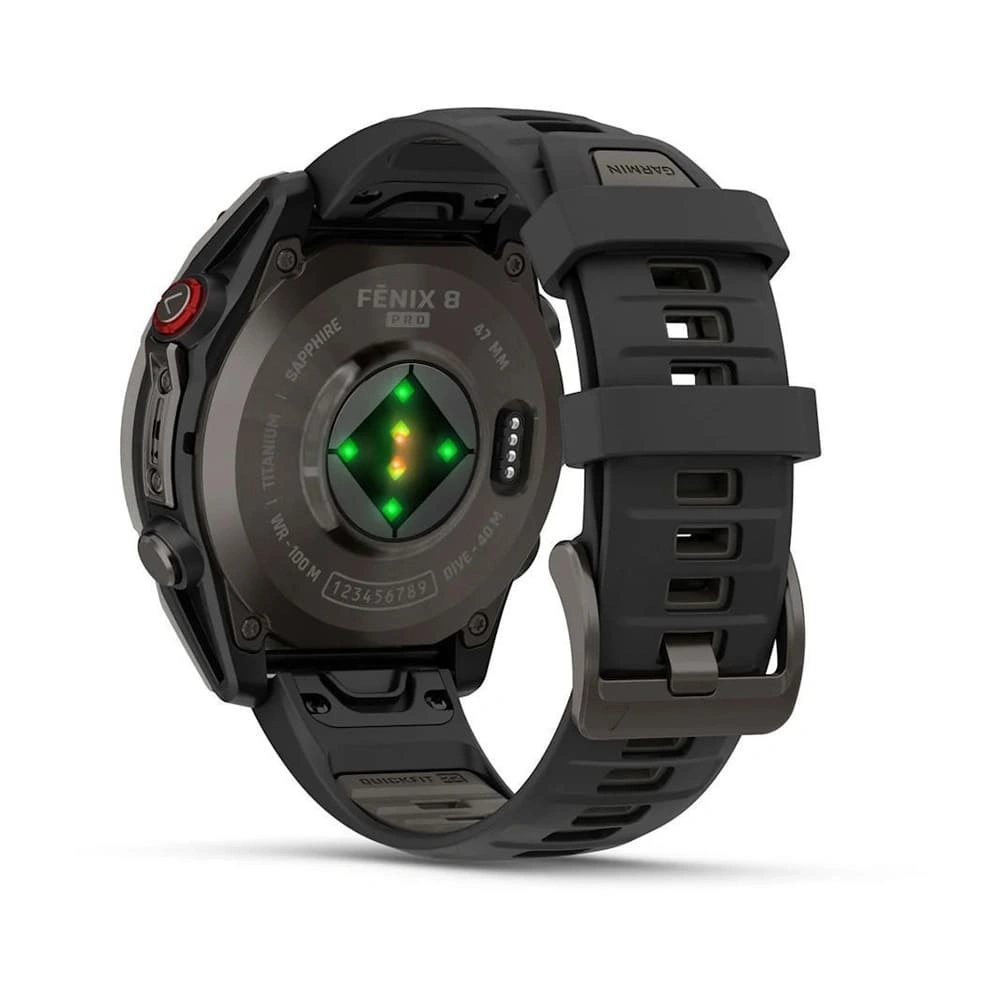 Умные часы Garmin Fenix 8 Pro 47mm, Amoled/Sapphire, Carbon Grey DLC Titanium with Black/Pebble Gray silicon Band (010-03198-01). Фото 5