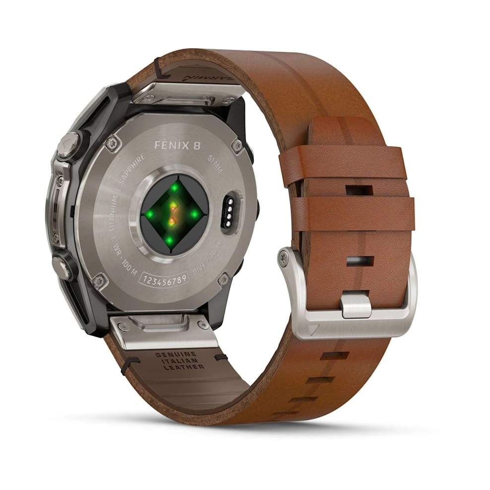 Умные часы Garmin Fenix 8 51mm, Amoled, Sapphire, кожаный ремешок "Chestnut" + спортивный ремешок "Graphite" (010-02905-40). Фото 4