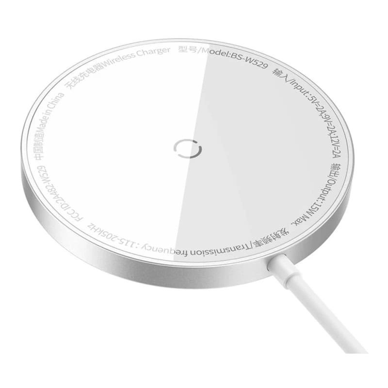 Беспроводное зарядное устройство Baseus Simple Mini3 Magnetic Wireless Charger 15W, Silver (CCJJ040012). Фото 3