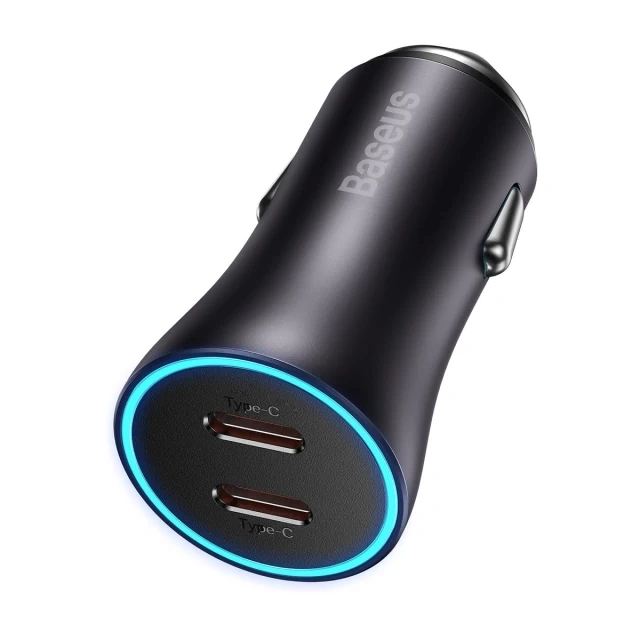 Автомобильное зарядное устройство Baseus Golden Contactor Pro Dual Fast Charger Car Charger C+C 40W Тёмно-серый (CGJP000013). Фото 4
