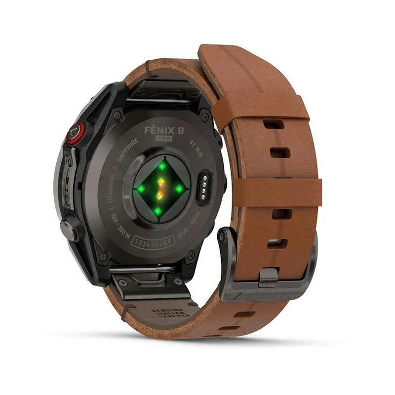 Умные часы Garmin Fenix 8 Pro 47mm, Amoled/Sapphire, Carbon Grey DLC Titanium wiht Chestnut Leather Band + Black/Pebble Gray Silicon Band (010-03198-40). Фото 3