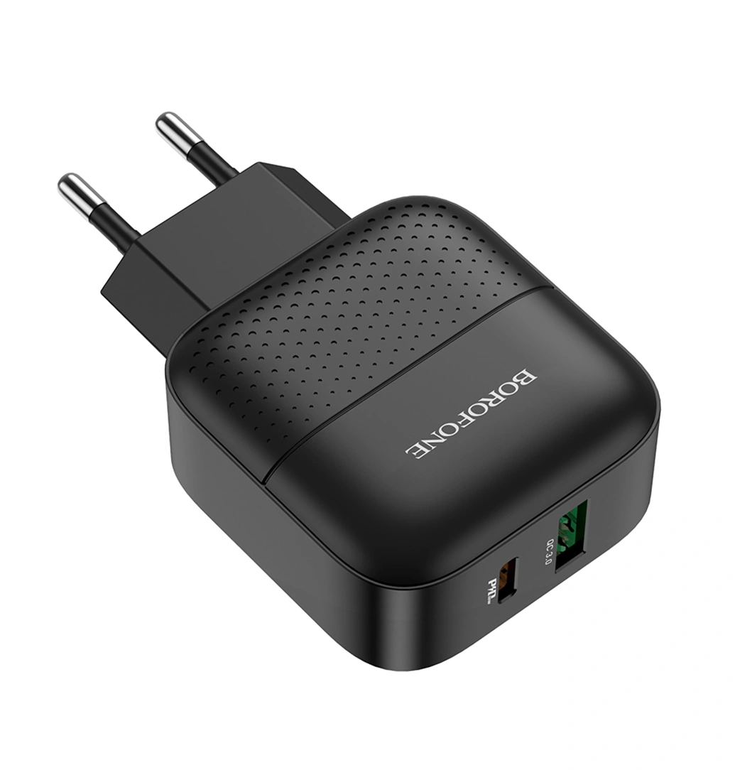 Сетевое зарядное устройство Borofone BA46A Premium PD+QC3.0, Чёрное. Фото 2