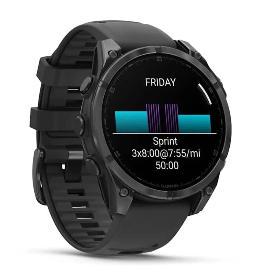 Умные часы Garmin Fenix 8 47mm, Sapphire, Carbon Gray DLC Titanium with Black/Pebble Gray Silicone Band. Фото 3