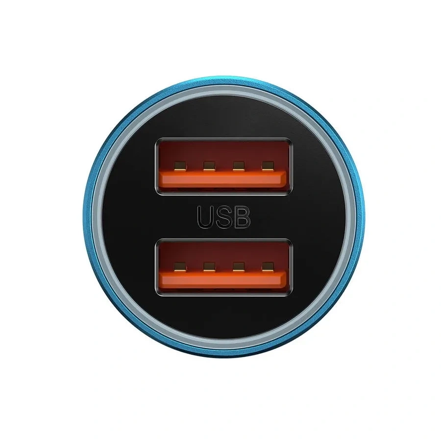 Автомобильное зарядное устройство Baseus Golden Contactor Max Dual Fast Charger U+U 60W, Blue (CGJM000003). Фото 2