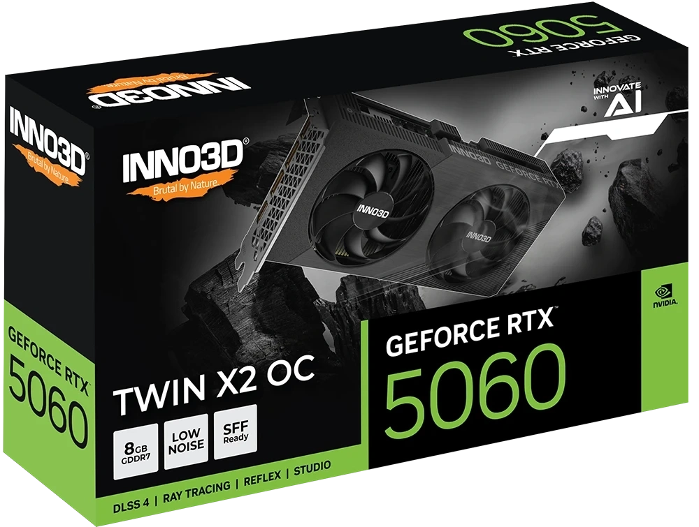 Видеокарта Inno3D GeForce RTX 5060 TWIN X2 OC 8GB GDDR7 128 bit PCIe 5.0. Фото 4