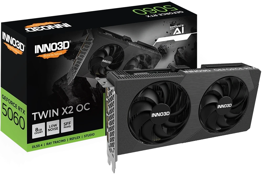 Видеокарта Inno3D GeForce RTX 5060 TWIN X2 OC 8GB GDDR7 128 bit PCIe 5.0. Фото 3