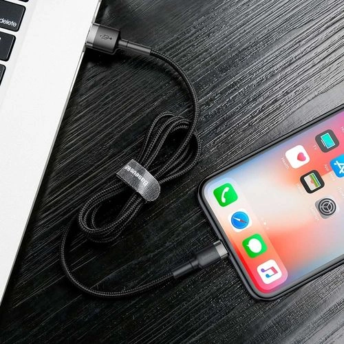 Кабель Baseus Cafule Cable USB To Lightning 2A 3м, Серо-черный (CALKLF-RG1-2A). Фото 7