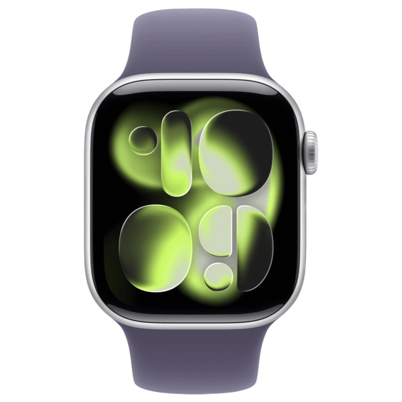 Apple Watch Series 11, 42 мм, алюминий цвета «Silver», спортивный ремешок "Purple Fog", S/M (MF8H4). Фото 2
