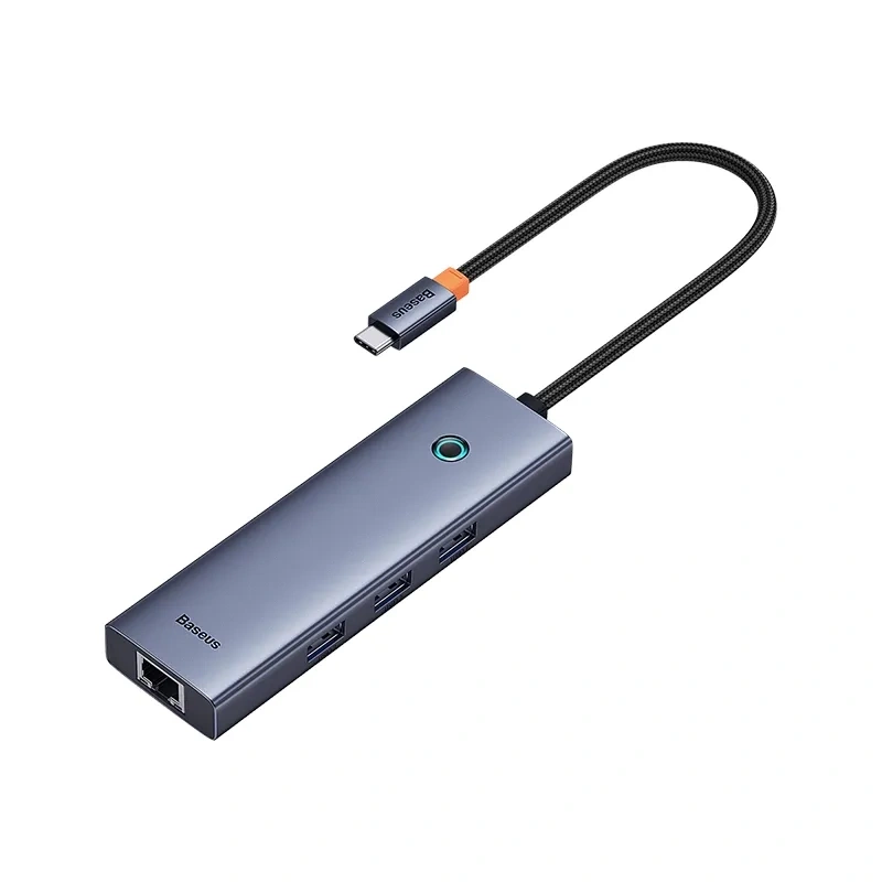 Хаб Baseus UltraJoy Series 6-Port HUB Docking Station (Type-C to HDMI4K@30Hz*1+USB 3.0*3+PD*1+RJ45*1), Grey (B00052802811-00). Фото 3