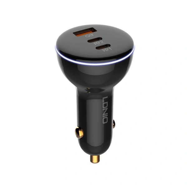 Автомобильное зарядное устройство LDNIO Super Fast Car charger 160W, Чёрное (C102). Фото 1