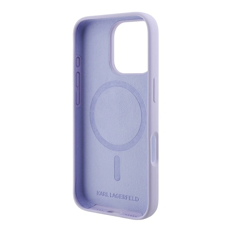Накладка Lagerfeld для iPhone 16 Pro Max Liquid Silicone NFT Karl & Choupette Head Hard (MagSafe), Purple (KLHMP16XSCMKCRHU). Фото 4