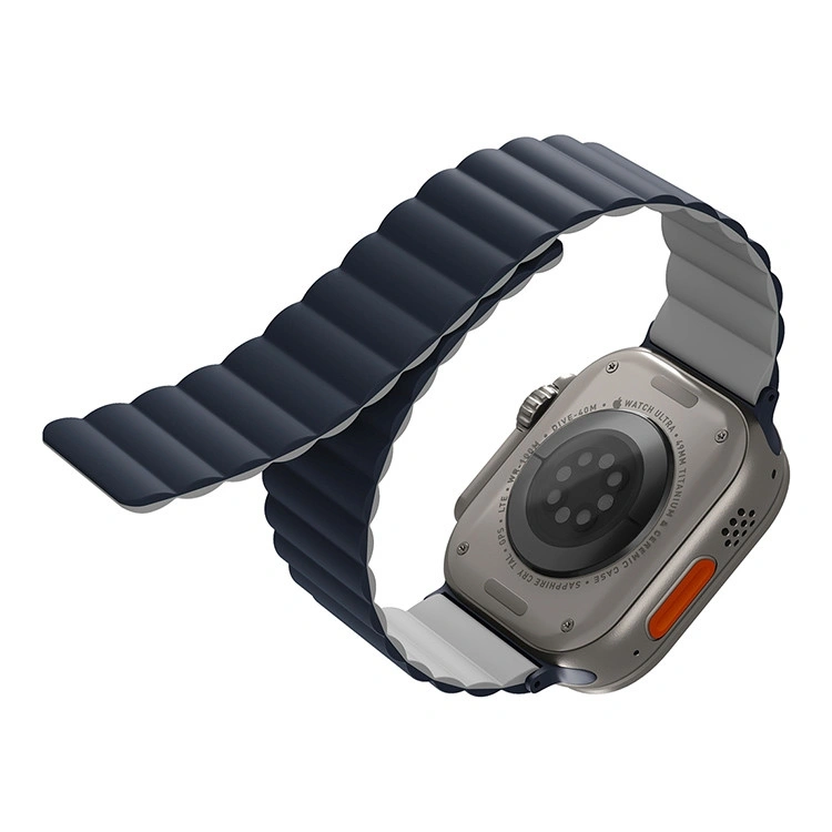 Ремешок Uniq Revix Reversible Magnetic Silicone Strap для Apple Watch 44/45/46/49мм, Синий, серый (49MM-REVSBLUCGRY). Фото 1