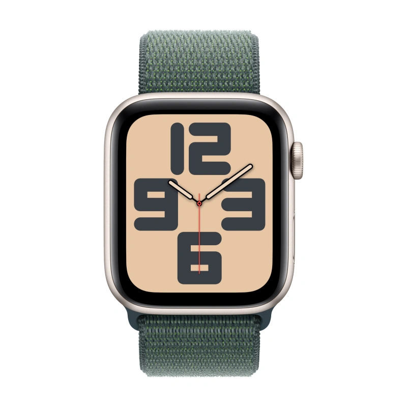 Apple Watch SE 2024, 44 мм, алюминий цвета "сияющая звезда", Green Sport Loop (MXEW3). Фото 2
