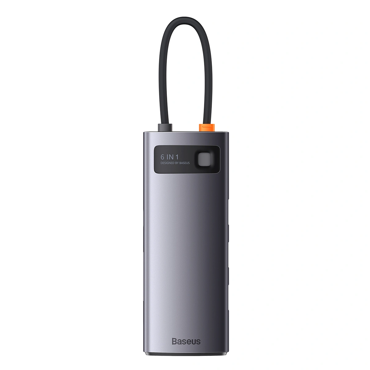 Хаб Baseus Metal Gleam Series 6-in-1 Multifunctional Type-C HUB Docking Station Type-C to USB3.0*3+PD*1+SD/TF*1, темно-серый (WKWG030213). Фото 4