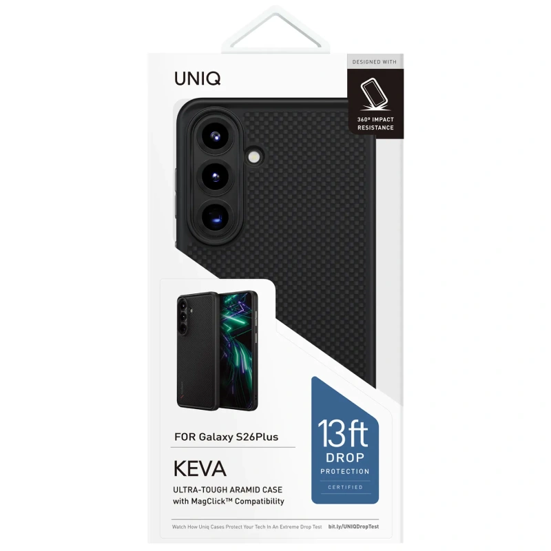 Накладка Uniq Keva Tough Aramid Protective (MagSafe) для Samsung Galaxy S26 Plus, Black (GS26PHYB-KEVAMCBLK). Фото 3