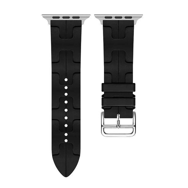 Ремешок Silicone Ermes для Apple Watch 42/44/45/49мм, Чёрный. Фото 1