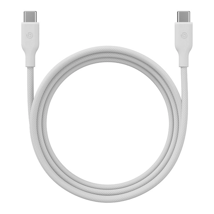 Кабель EnergEA Bazic GoCharge Weave USB-C to USB-C 60Вт 480 Мбит/с, Плетёный белый 1.5м (CBL-GCWE-WHT150). Фото 1