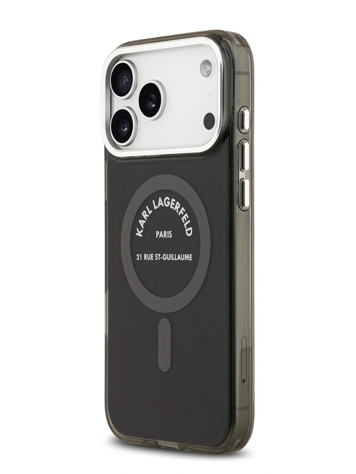 Накладка Lagerfeld для iPhone 17 Pro Max IML RSG logo Metal camera (MagSafe), Чёрная (KLHMP17XHKRSGPK). Фото 2
