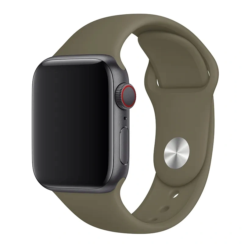 Ремешок силиконовый для Apple Watch 44/45/46/49мм, Хаки. Фото 1