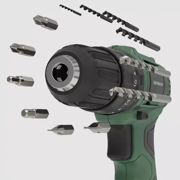 Аккумуляторная ударная дрель-шуруповерт MarsWorker 12V Lithium Impact Drill, Зелёная (MSBLID1201-04). Фото 2