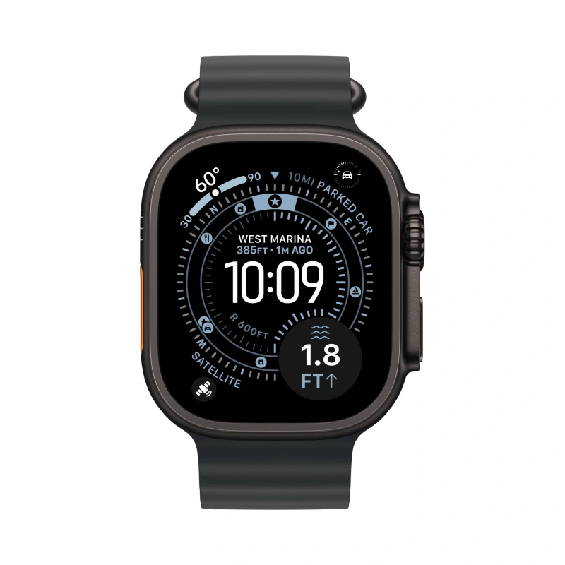 Apple Watch Ultra 3 (2025) GPS+Cellular 49mm, Black Titanium ремешок "Black Ocean Band" один размер 130-200 mm (MF0J4). Фото 2