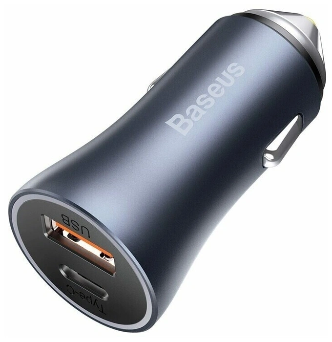 Автомобильное зарядное устройство Baseus Golden Contactor Pro Dual Quick Charger Type C - USB 40W, Тёмно-серое (CCJD-0G). Фото 3