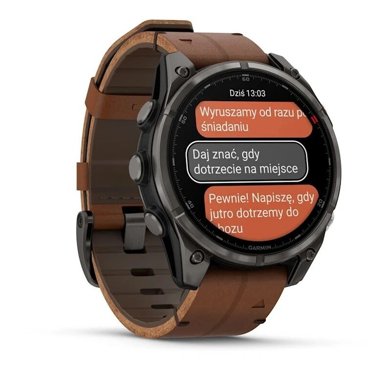 Умные часы Garmin Fenix 8 Pro 47mm, Amoled/Sapphire, Carbon Grey DLC Titanium wiht Chestnut Leather Band + Black/Pebble Gray Silicon Band (010-03198-40). Фото 5