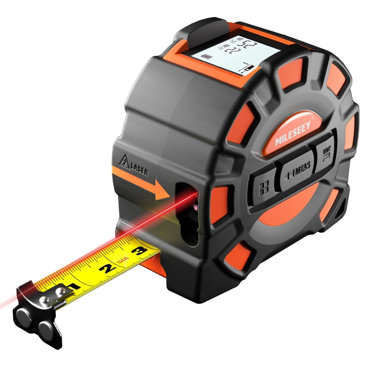 Лазерная рулетка XiaoMi Mileseey DT11 2 in 1 Laser Tape Measure, Чёрно\Оранжевая. Фото 1