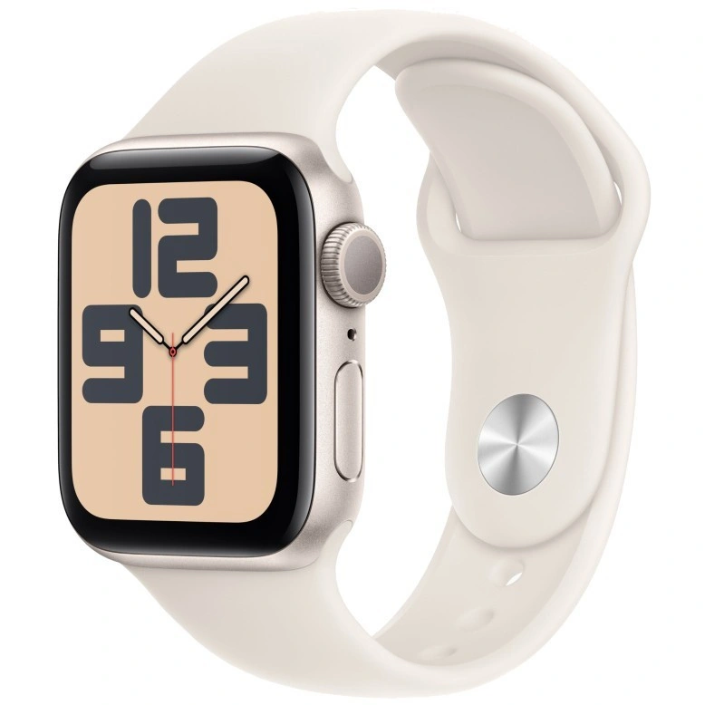 Apple Watch SE LTE 2024, 40 мм, алюминий цвета "Сияющая звезда", Starlight Sport Band, M/L (MXG03). Фото 1