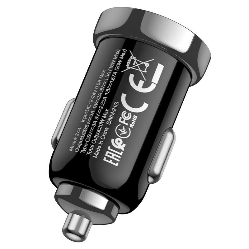 Автомобильное зарядное устройство Hoco Z44 Leading PD20W + QC3.0, Black. Фото 4
