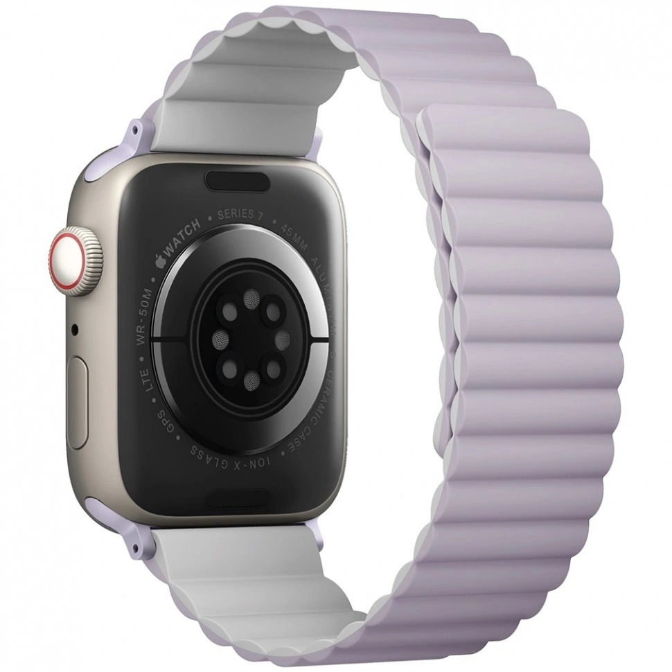 Ремешок Uniq Revix Reversible Magnetic Silicone Strap для Apple Watch 38/40/41/42мм, Лиловый, белый (41MM-REVLILWHT). Фото 2