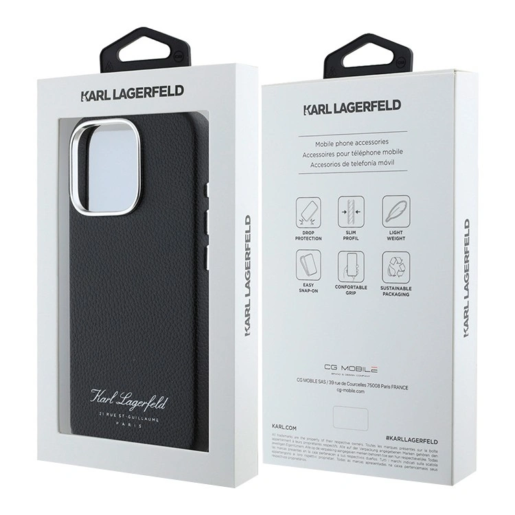 Накладка Lagerfeld для iPhone 16 Pro Max PU Full Wrapped Grained leather & Metal Camera Hard, Black (KLHCP16XPGWCMKHK). Фото 5
