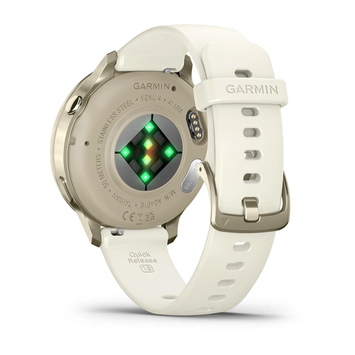 Умные часы Garmin Venu 4 41мм Лунно-золотистые с силиконовым ремешком цвета слоновой кости + кожаный ремешок песочного цвета (010-03013-03). Фото 6