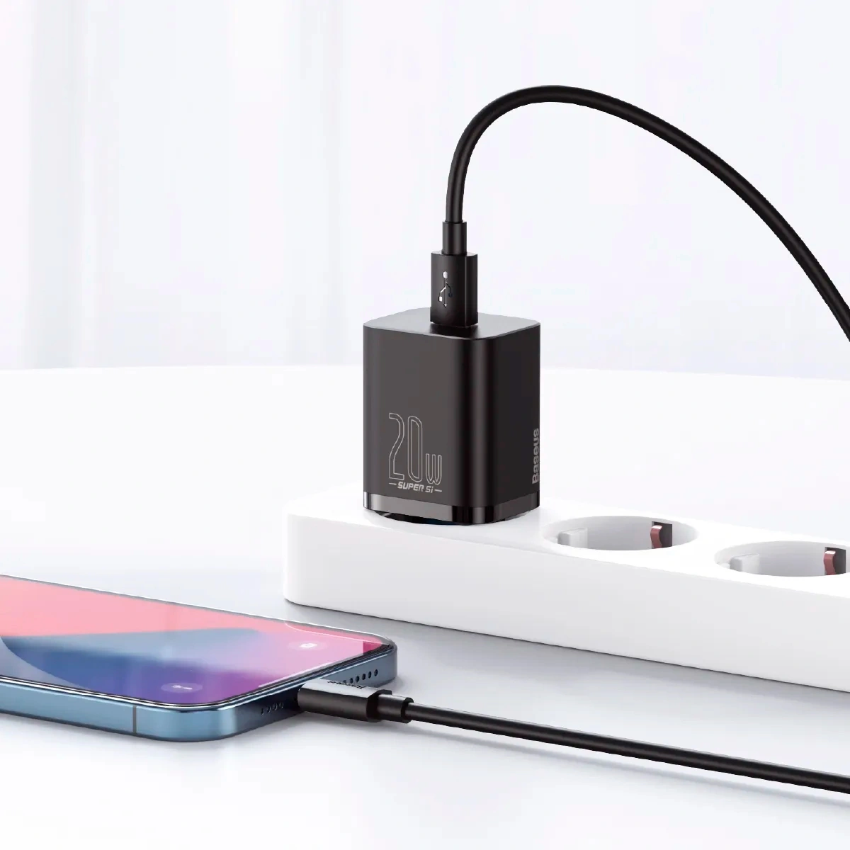 Сетевое зарядное устройство Baseus Super Si Quick charger 1C 20W EU, Black (CCSUP-B01). Фото 8
