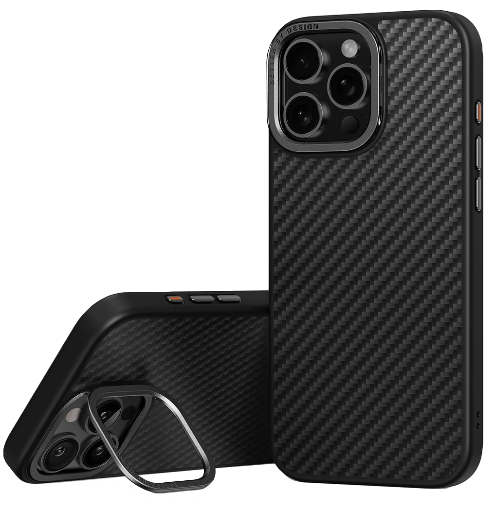 Накладка Uniq для iPhone 16 Pro Max KEVA Max Kevlar with Camera stand (MagSafe), Black (IP6.9P(2024)-KEVMMBLK). Фото 1