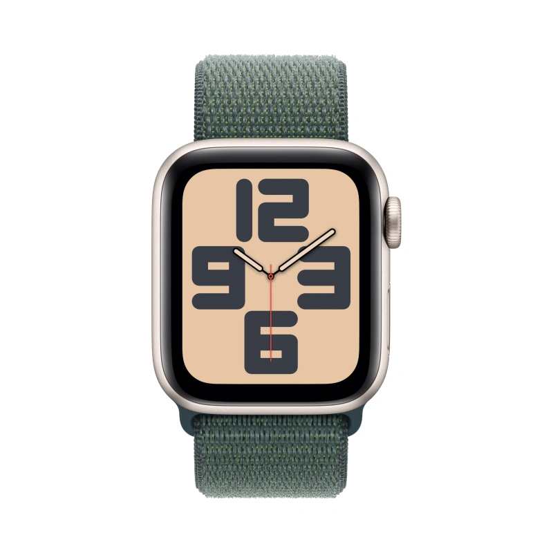 Apple Watch SE LTE 2024, 40 мм, алюминий цвета "Starlight", Lake Green Sport Loop (MXFX3). Фото 2