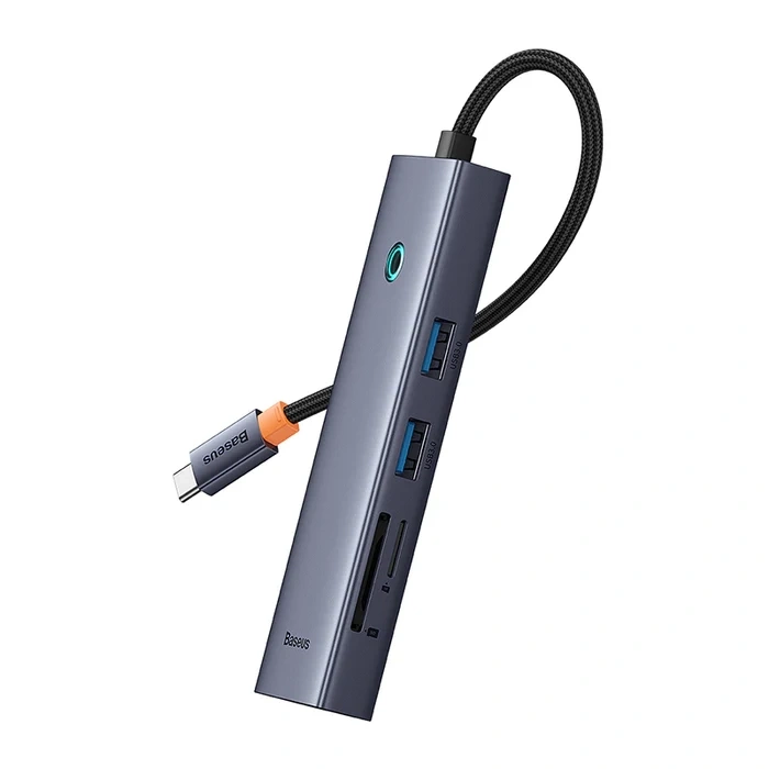 Хаб Baseus UltraJoy Series 7-Port HUB Docking Station (Type-C to HDMI4K@60Hz*1 + USB3.0*2 + PD*1 + RJ45*1 + SD/TF3.0*1), Серый (B00052805813-00). Фото 2